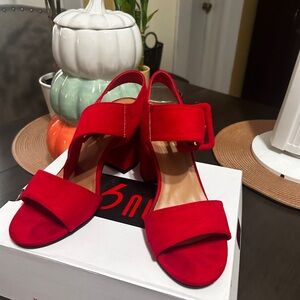 Chic Red Block Heel Sandals